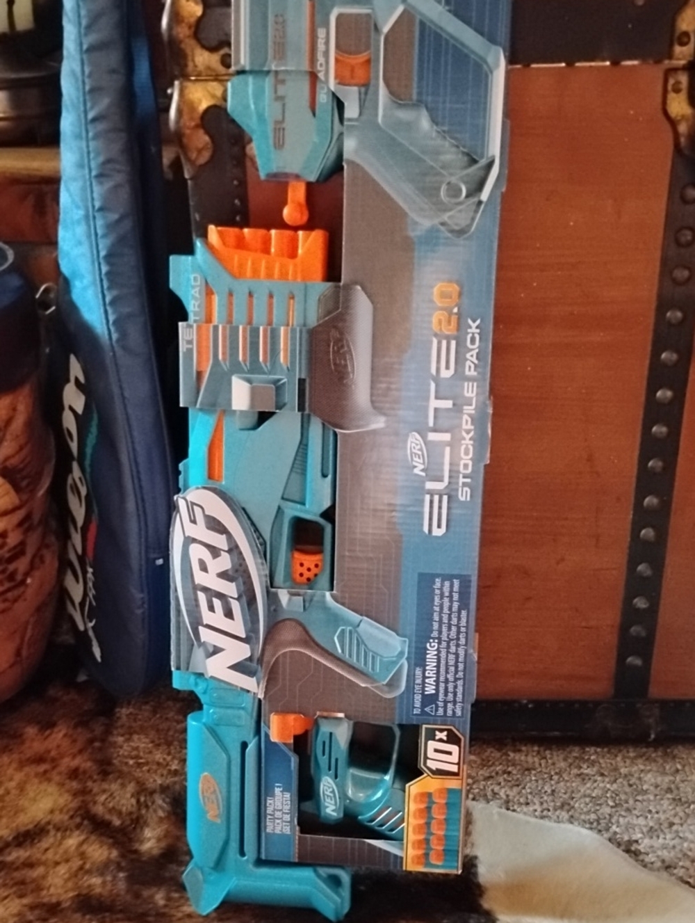 Nerf Teal and Orange Elite 2.0 Stockpile Blaster